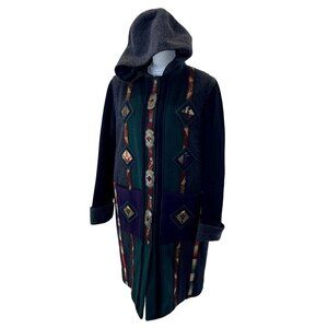 Coloratura Vintage Womens Coat Size Small Oversized Gray Green Black Purple Wool